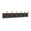 Hastings Home Wall Rail-Mounted Hanging Rack with 6-Hooks for Entryway, Hallway, Bedroom Storage (Brown) 926535AJT